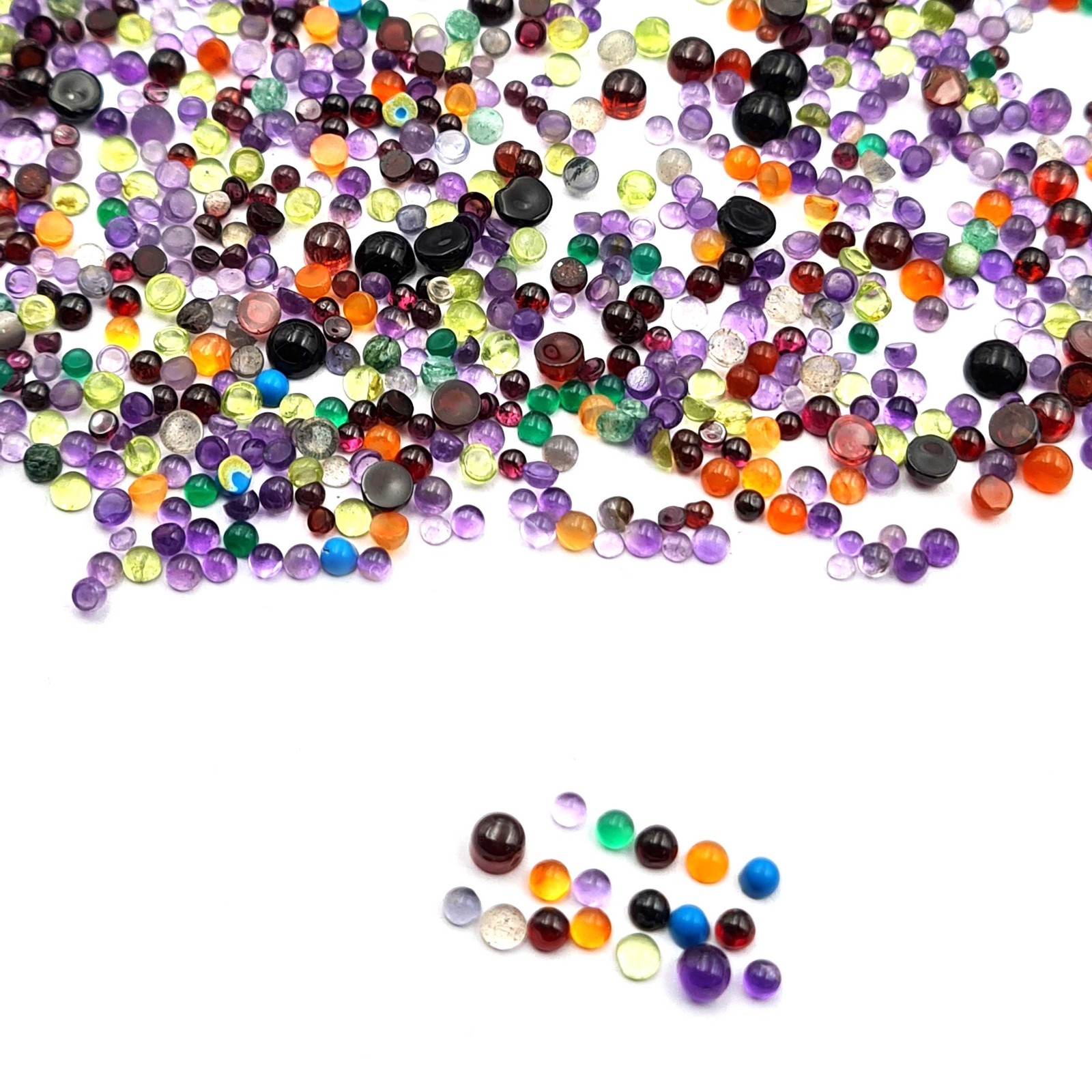 Natural Multi Stone Mix Size Round Cabochon Loose Gemstone Lot 100 Pcs 2-5 MM