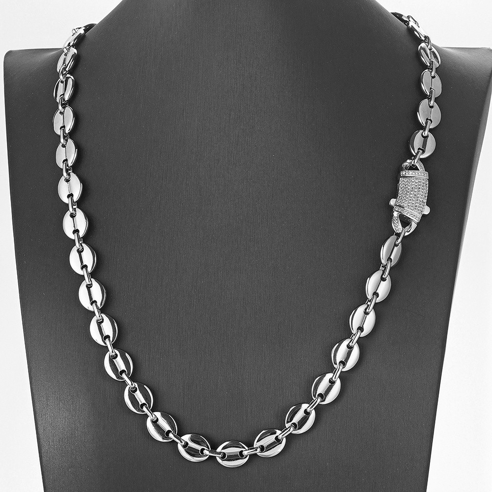 Women Men’s Stylish Stainless Steel Coffee Beads Chain Necklace 11mm*60cm