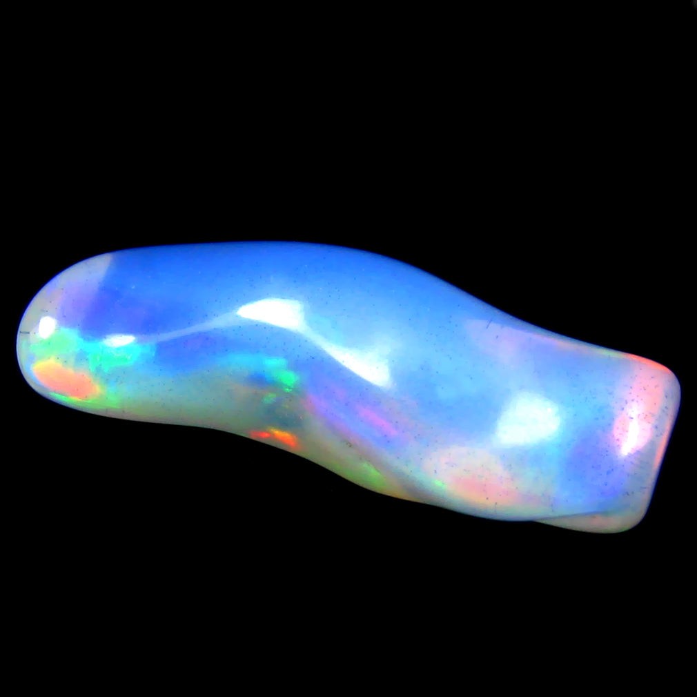 15.79 ct Fancy (28.82 x 11.44 mm) Unheated Play of Colors Rainbow Opal