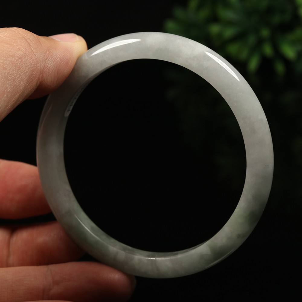 61mm White Lavender Green Jadeite Jade Bangle Bracelet Burma Jade Bangle A-14133