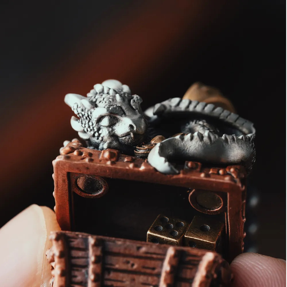 Dragon Treasure Chest Pendant Necklace Keepsakes Jewelry Gift for Men Women