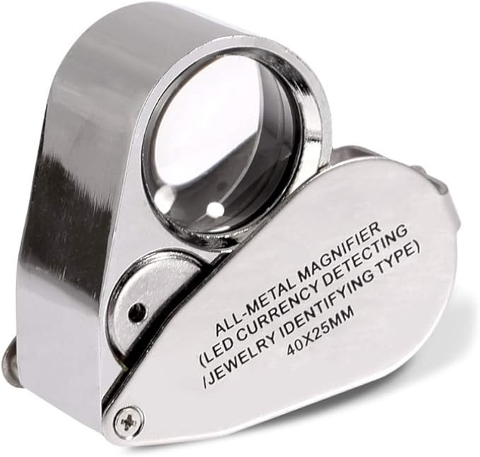 40X Jewelers Loupe Jewelry Loop Coin Magnifier Light Pocket LED Magnifying Glass