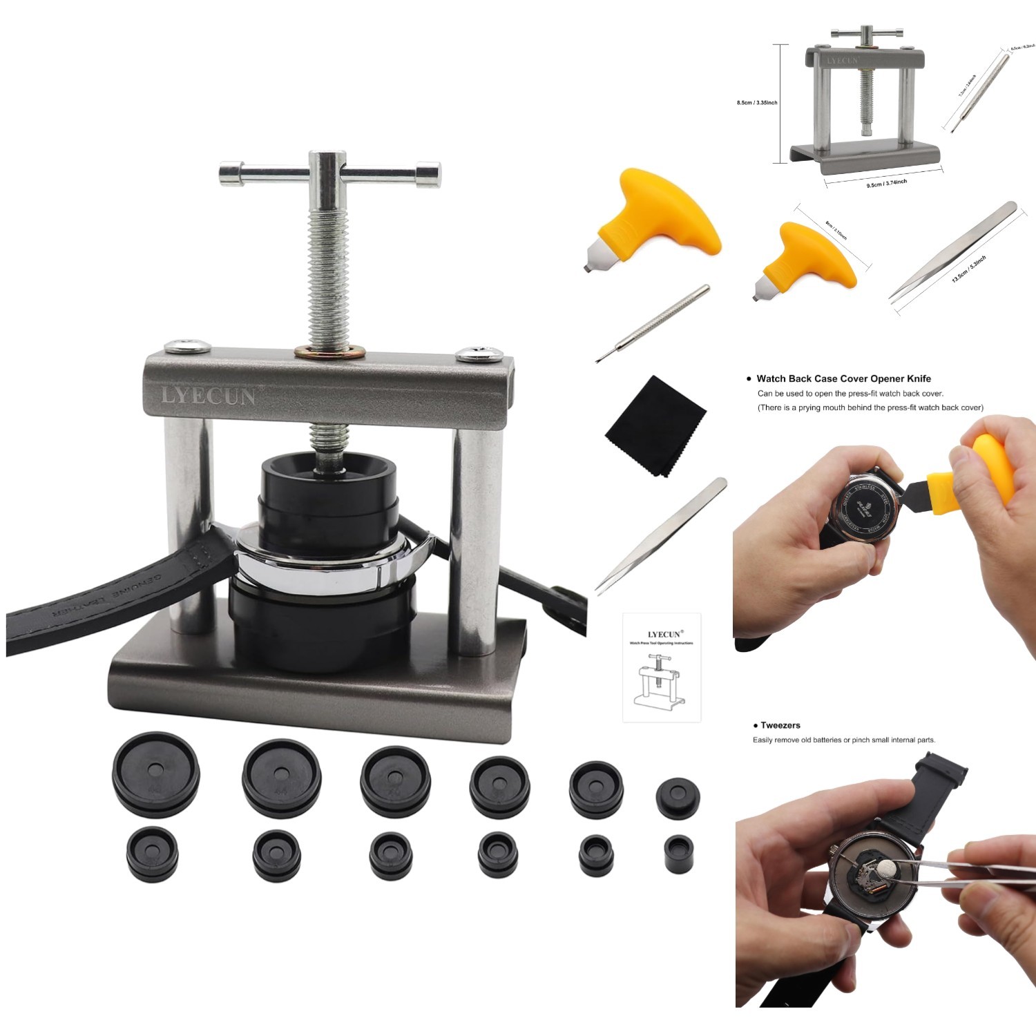 Professional Watch Press Tool Set with Pry Knife & Tweezers for Easy Maintenance