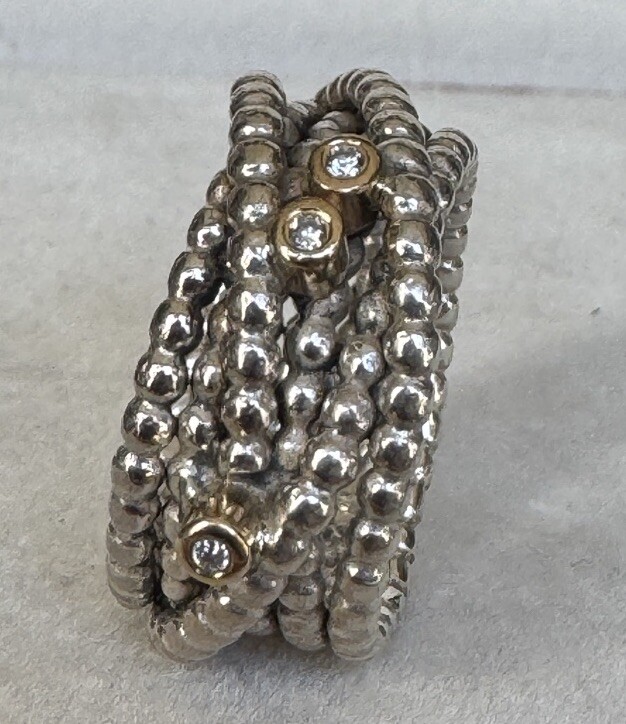 Pandora Sterling Silver Entangled Beauty Ring Diamonds, 14k Gold Size 5