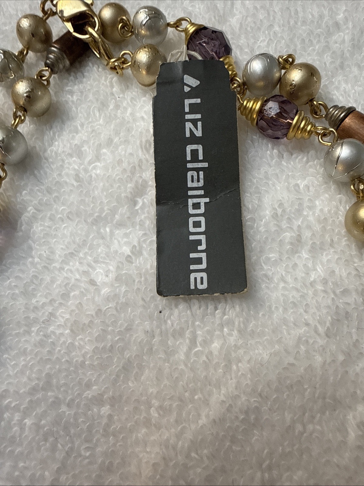 Liz Claiborne Faux Pearl, Lavender and copper beads.40 Inch. Light weight