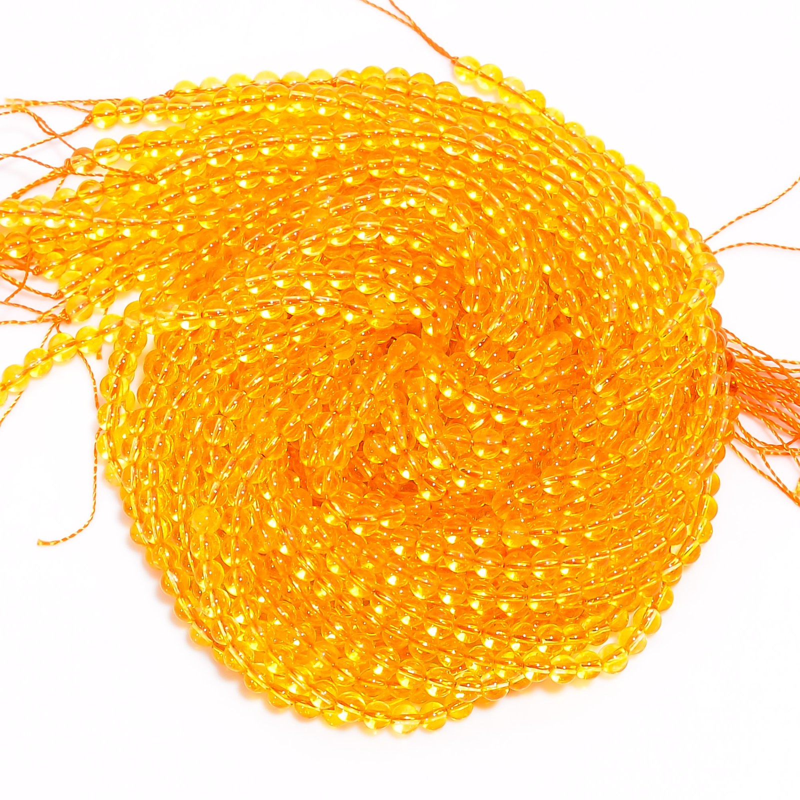 Natural Citrine Gemstone Round Shape Smooth Beads 4X4.5 mm Strand 15″ AB636