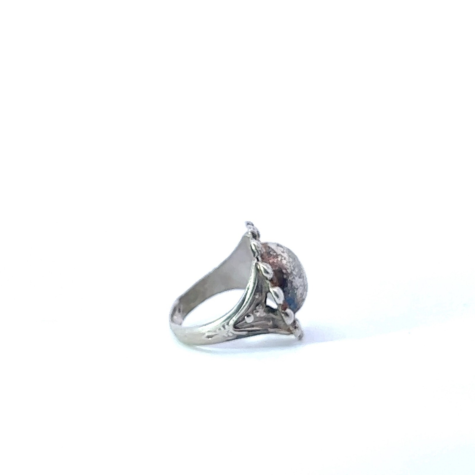 Sterling Silver 20.6mm Beaded Halo Ball Ring