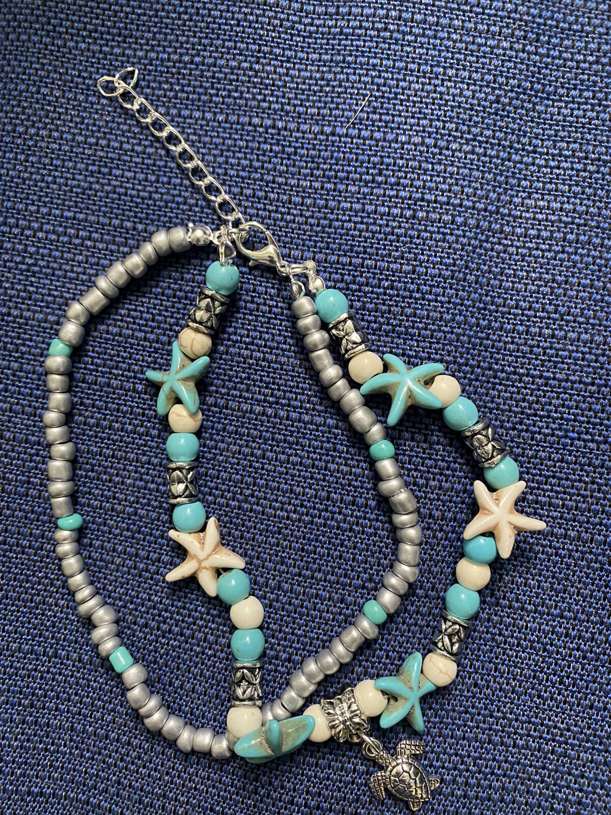 New! Summer Anklet with Sea Turtle Charm 8″ with 2″ Extender