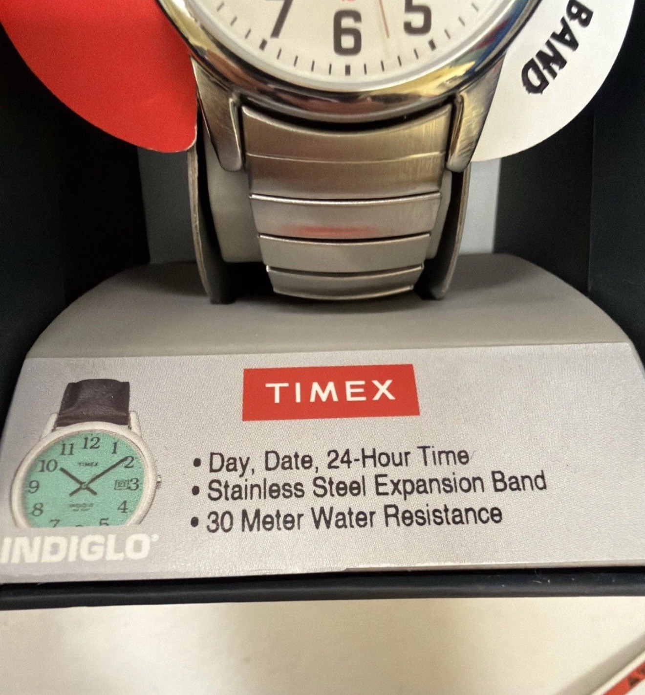 Timex Men’s Indiglo Expansion Band Watch White Dial Day Date New