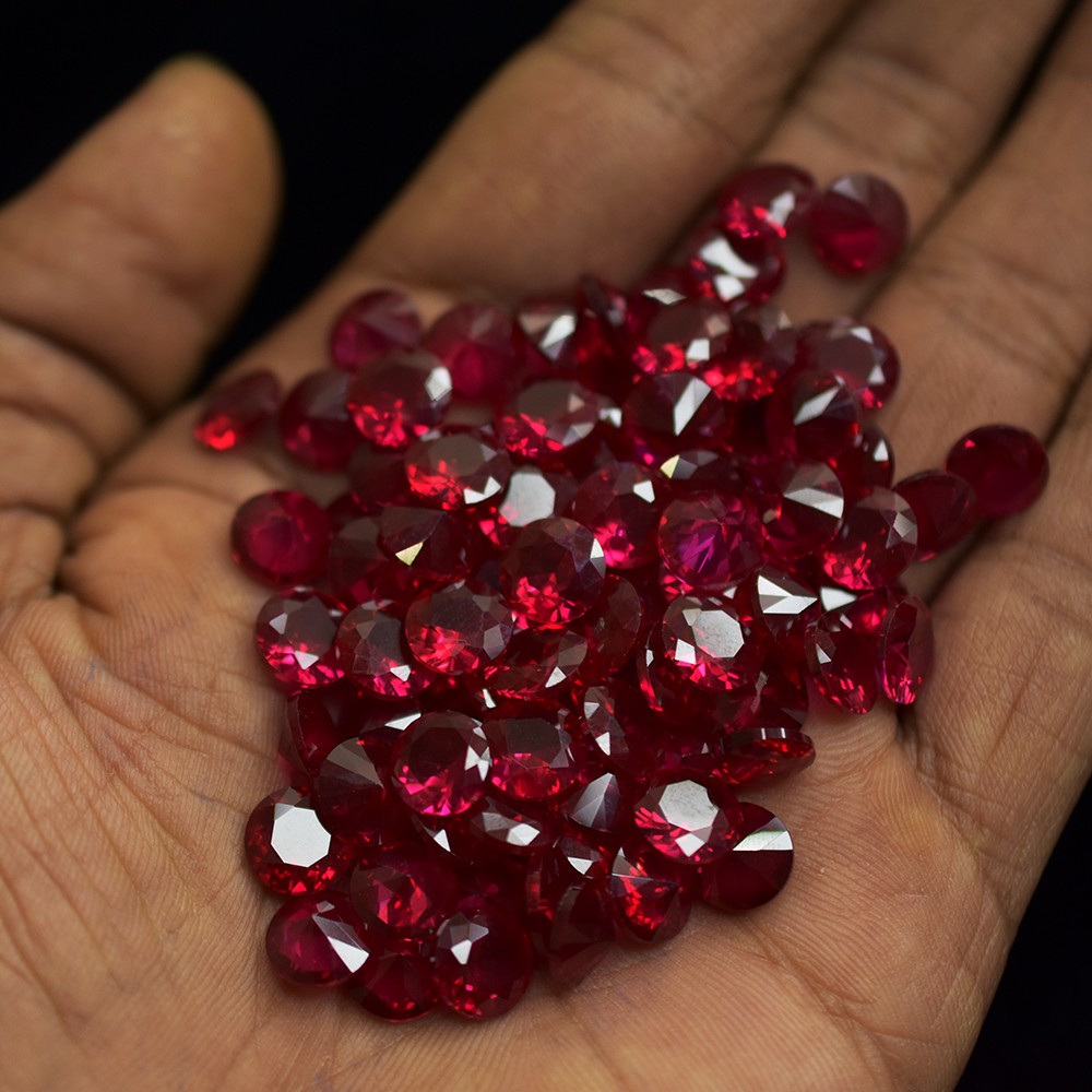 Certified Natural Blood Red Ruby Round Cut 12.00 Ct 5×5 mm Lot Burmese Gemstone
