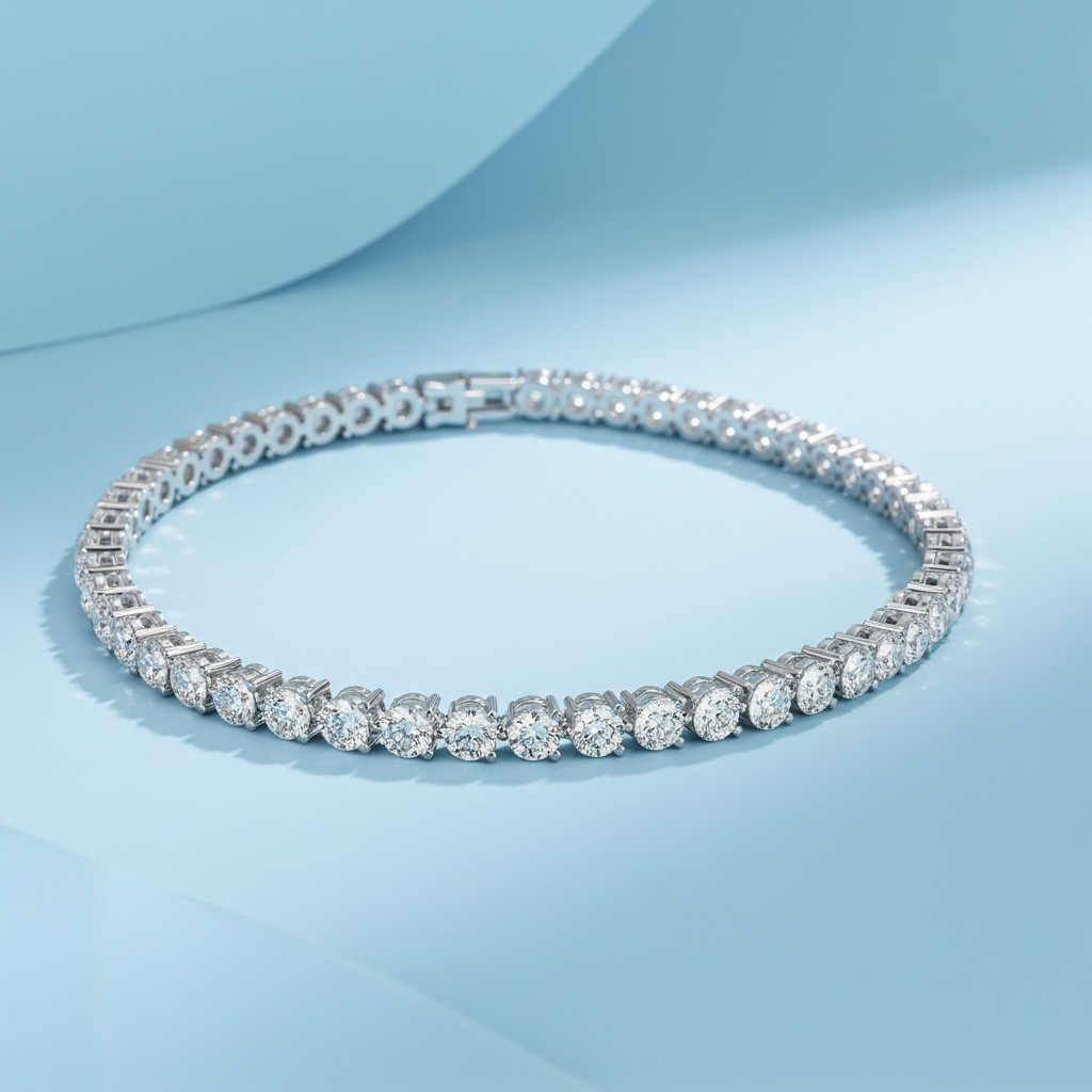 925 Sterling Silver Lab Created Diamond 3 Prong Tennis Bracelet 4-6 CTW