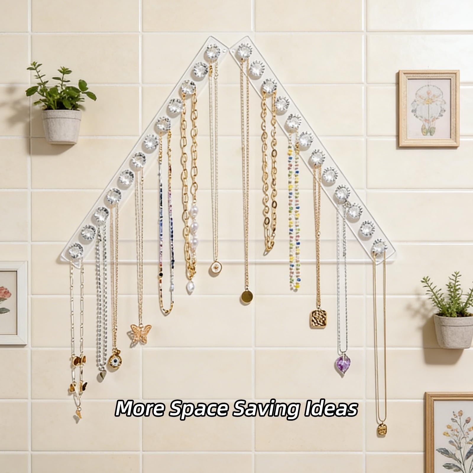 2Pcs Acrylic Necklaces Holder Hanging Jewelry Organizer Wall Mounted Necklace…