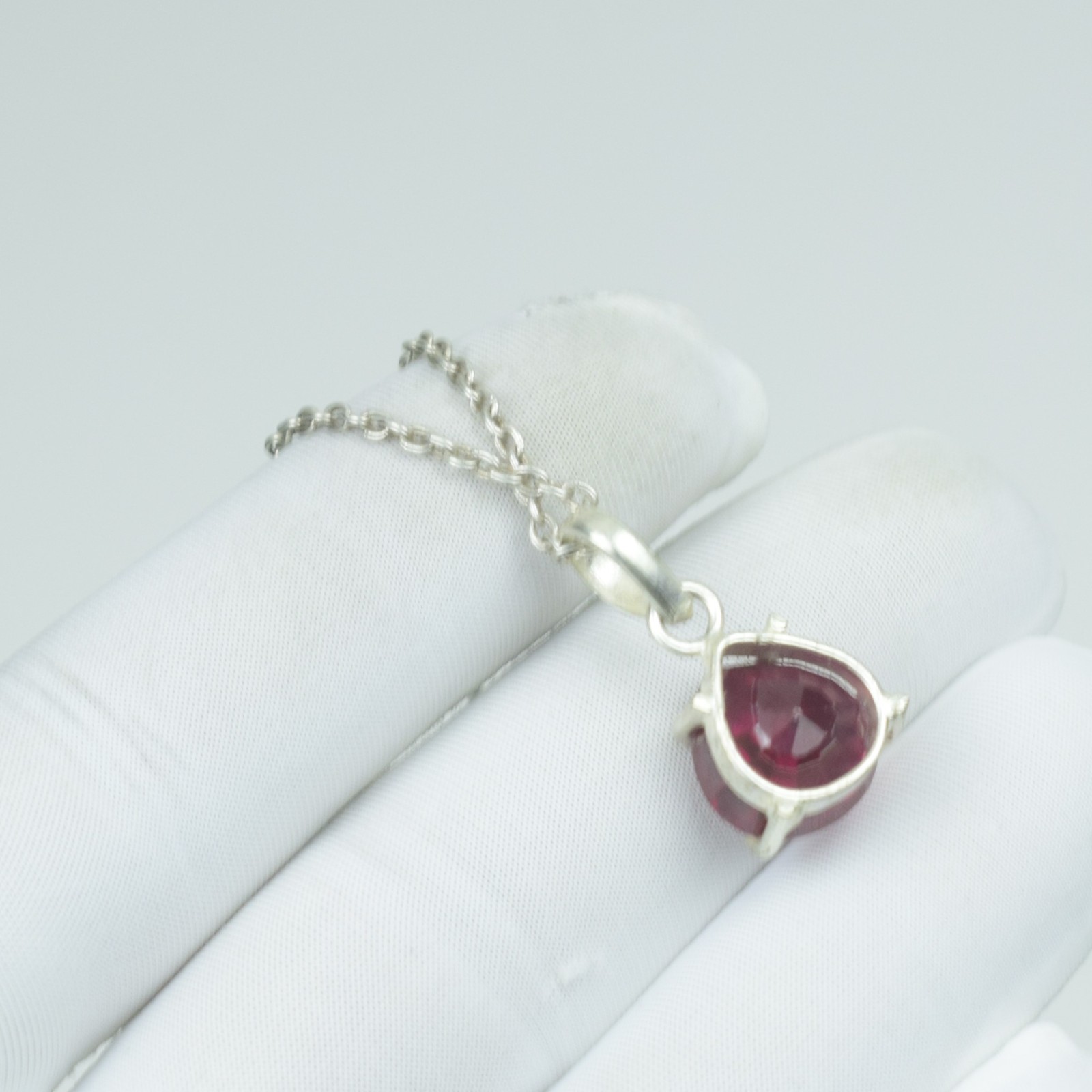 Healing Gift For Wife Garnet Jewelry, Minimalist 925 Sterling Silver Necklace,
