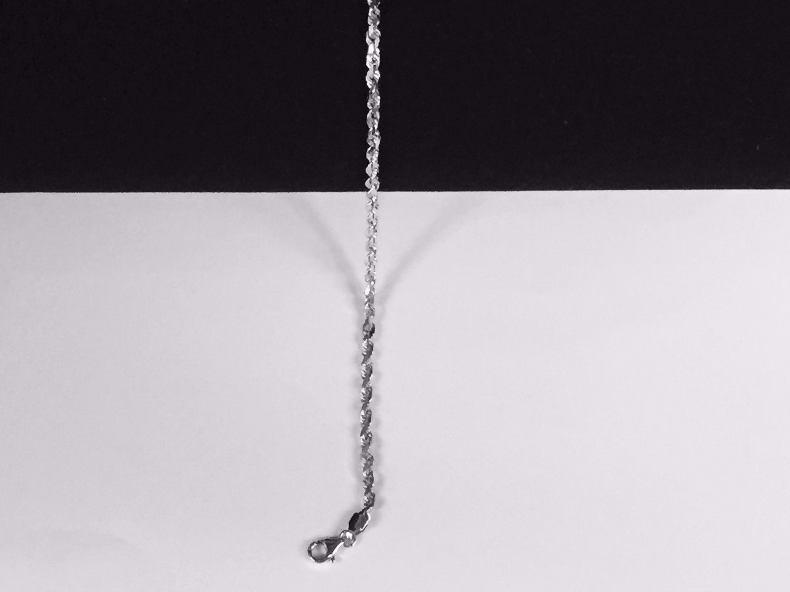 14k White Gold 7″ Solid Diamond Cut Rope Chain Bracelet 2.25mm 2.3 Grams