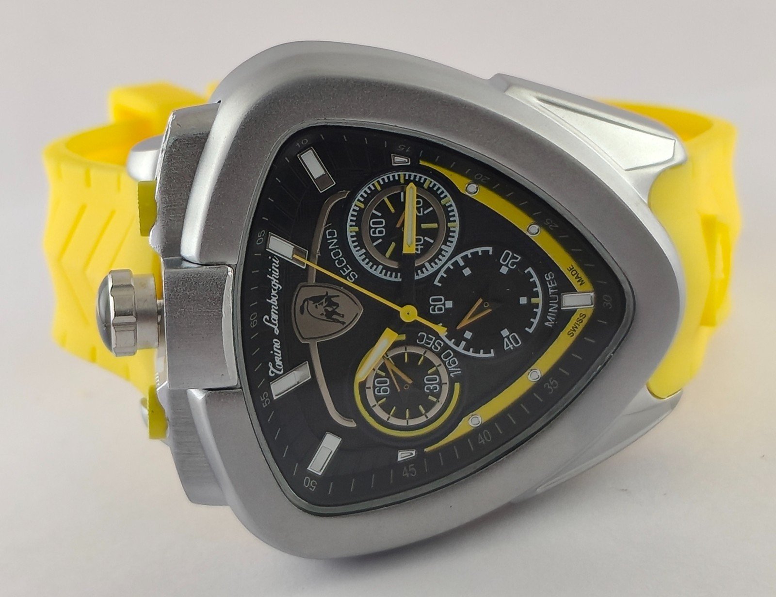 Lamborghini Chronograph Black Dial All Working Men Wristwatch Rubber Band