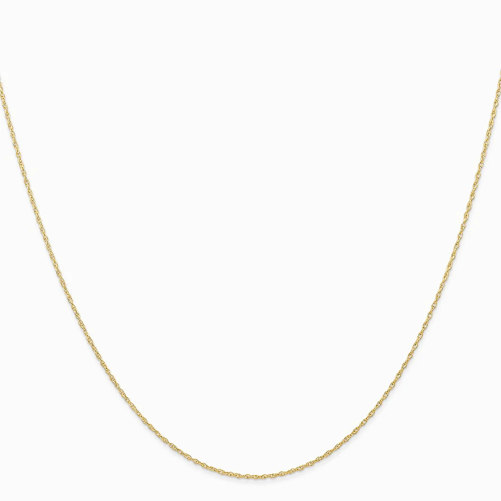10K Yellow Gold .6 Mm Carded Cable Rope Chain Necklace 16″-24″