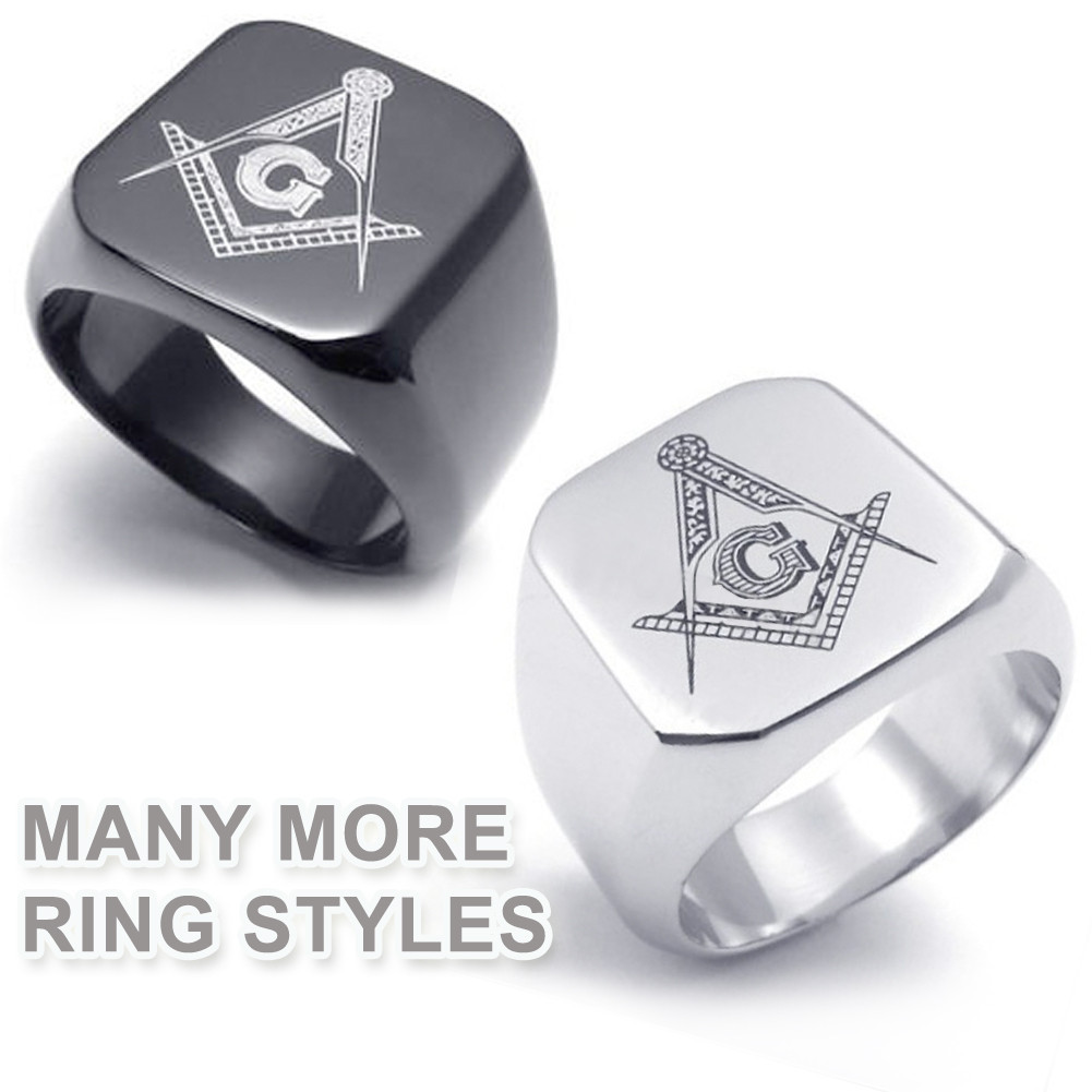 Freemasonry Shack Free Mason Ring Choose(1)Steel Black Silver Gold Masonic Rings