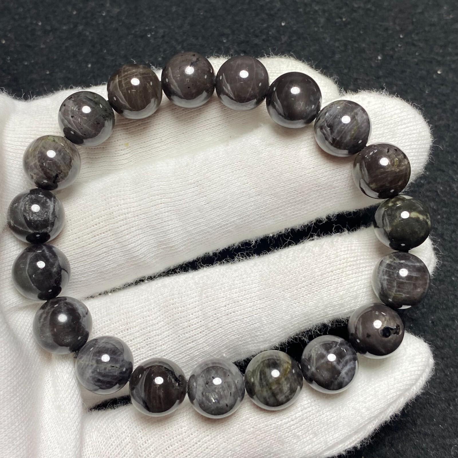 10.6mm Genuine Natural Golden Luck Stone Gemstone Round Beads Bracelet 1549