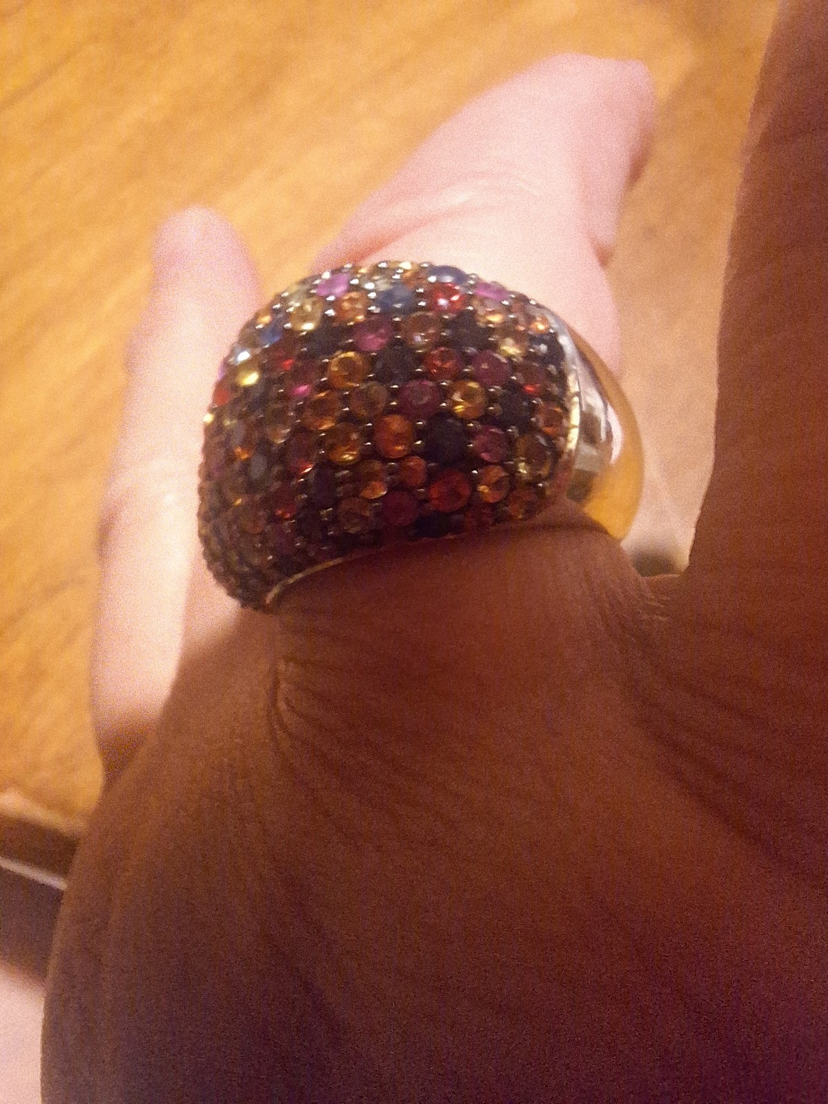 EFFY Splash 925 Sterling Silver Multi-Color Sapphire Pavé Band Ring Size 9