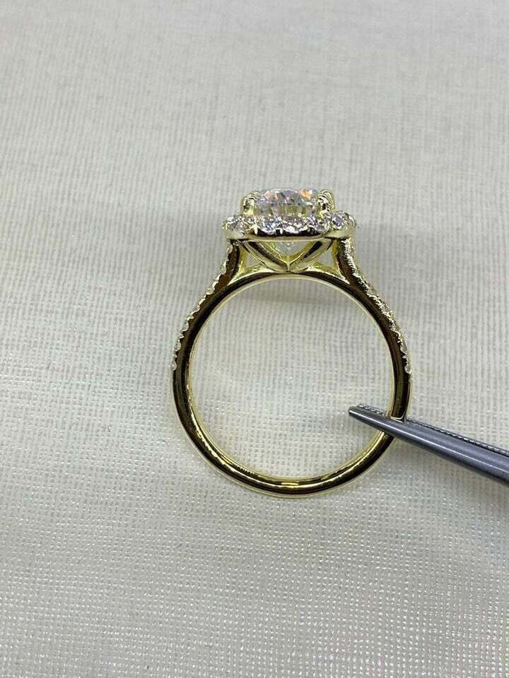 2.30Ct Lab Created Diamond Halo Engagement Ring 14K Yellow Gold Finish
