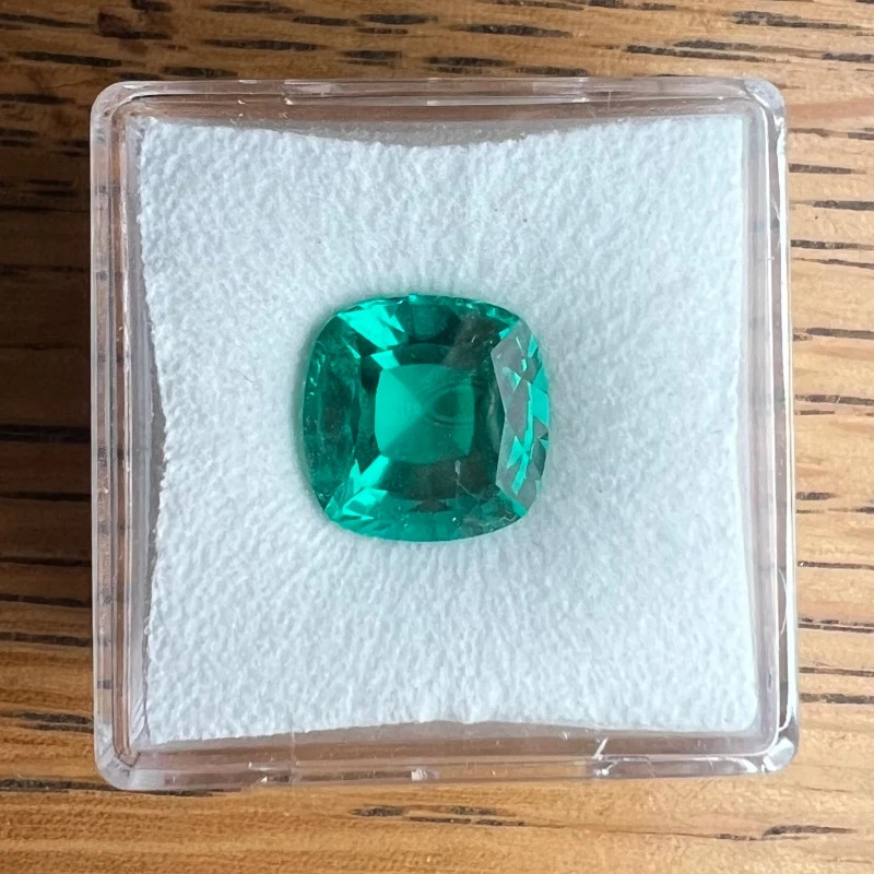 AGL Lab Grown Cushion Colombian Emerald Stone with Inclusions for Jewelry Making