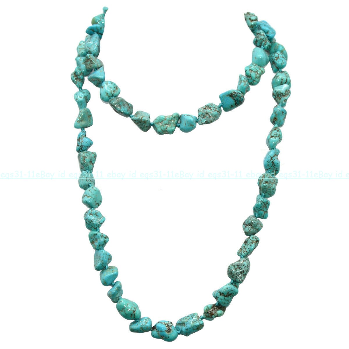 Natural Blue Turquoise 10-14mm Irregular Nugget Gemstone Beads Necklace 16-65”