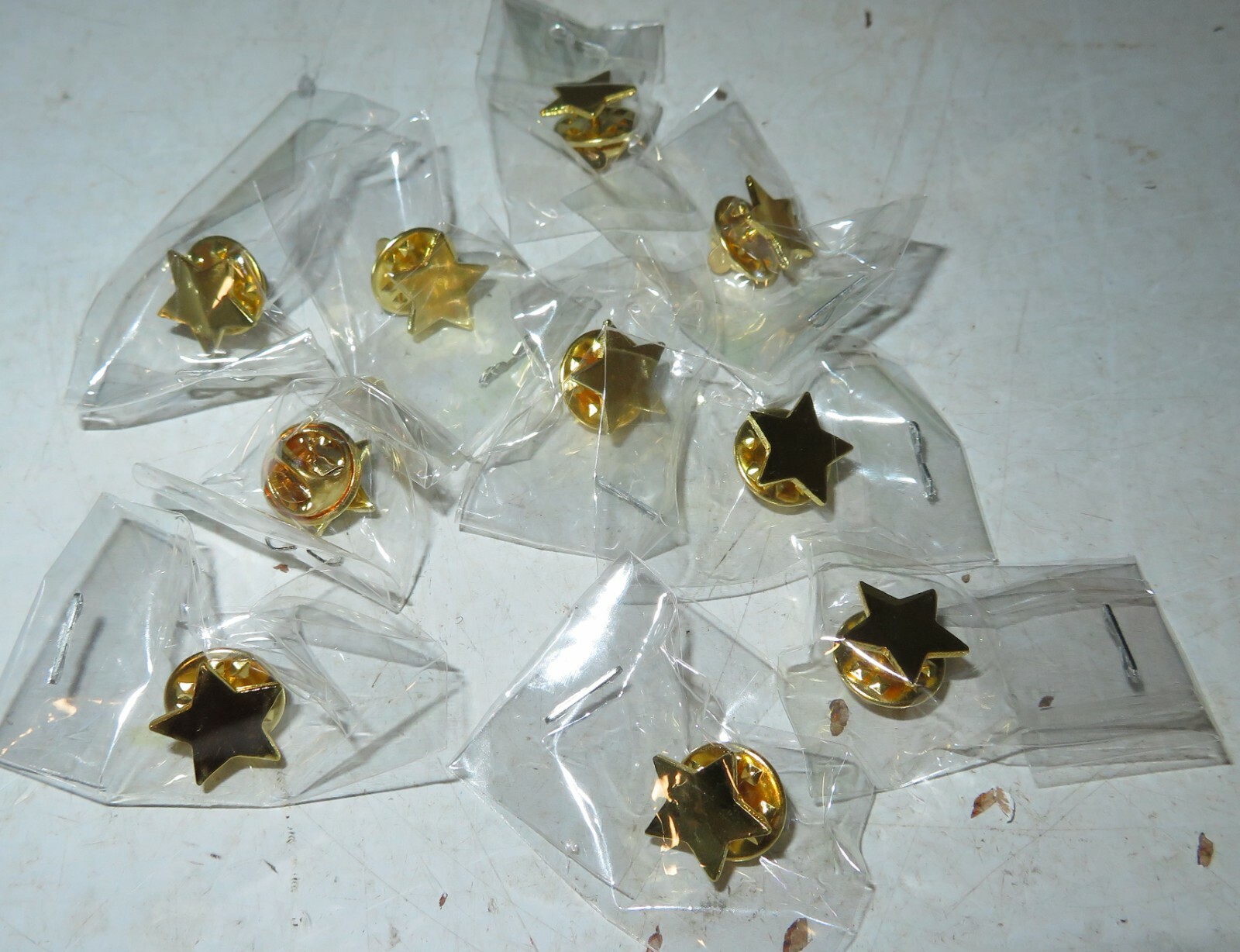 10 Pc Lot Gold Star Color Lapel Pin 1/2″ Wide Butterfly Clutch Pin Back Award