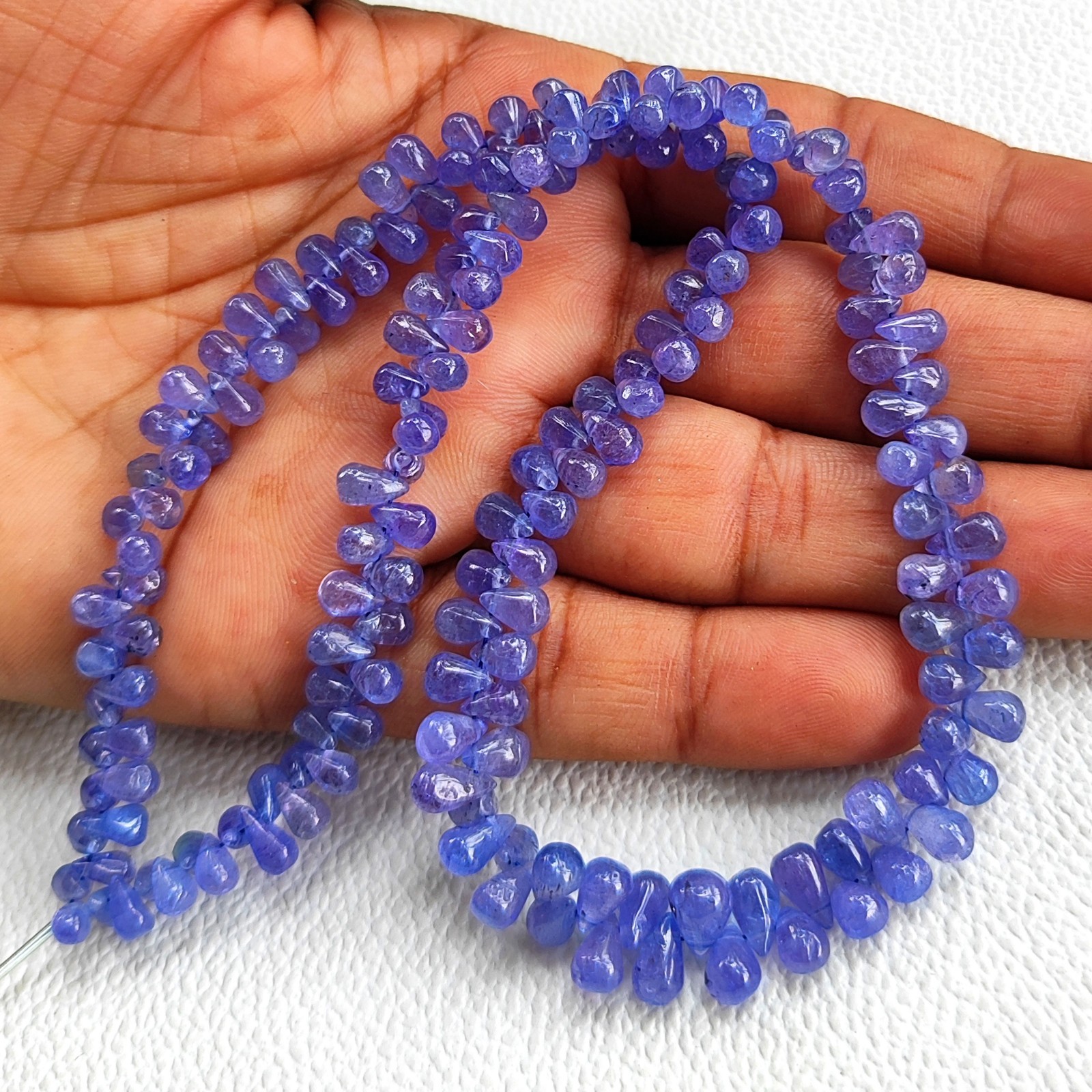 Tanzanite Smooth Teardrop Beads 6×4 to 7×5 mm 16″ Strand Genuine Tanzanian Gems