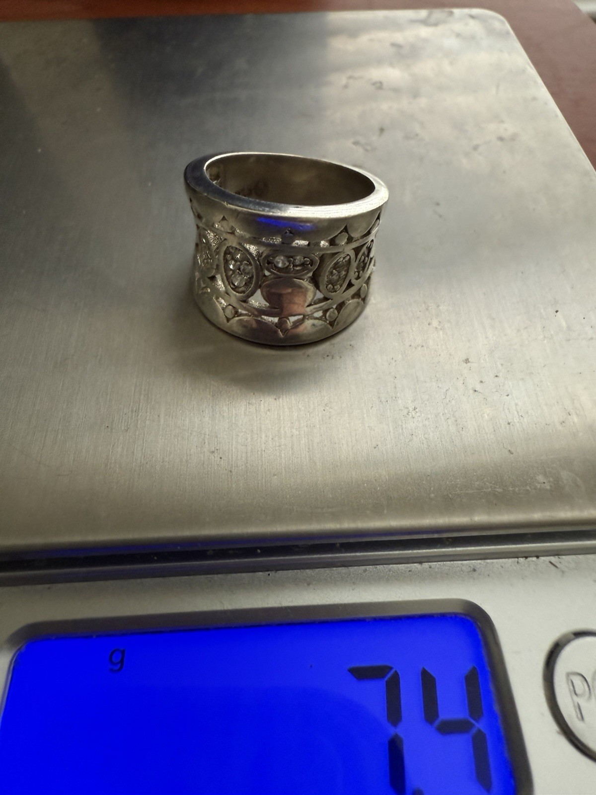 Sterling Silver Wide Band Rings – Lot of 3 Inlay, Pavé & Filigree Vintage ~20.6g