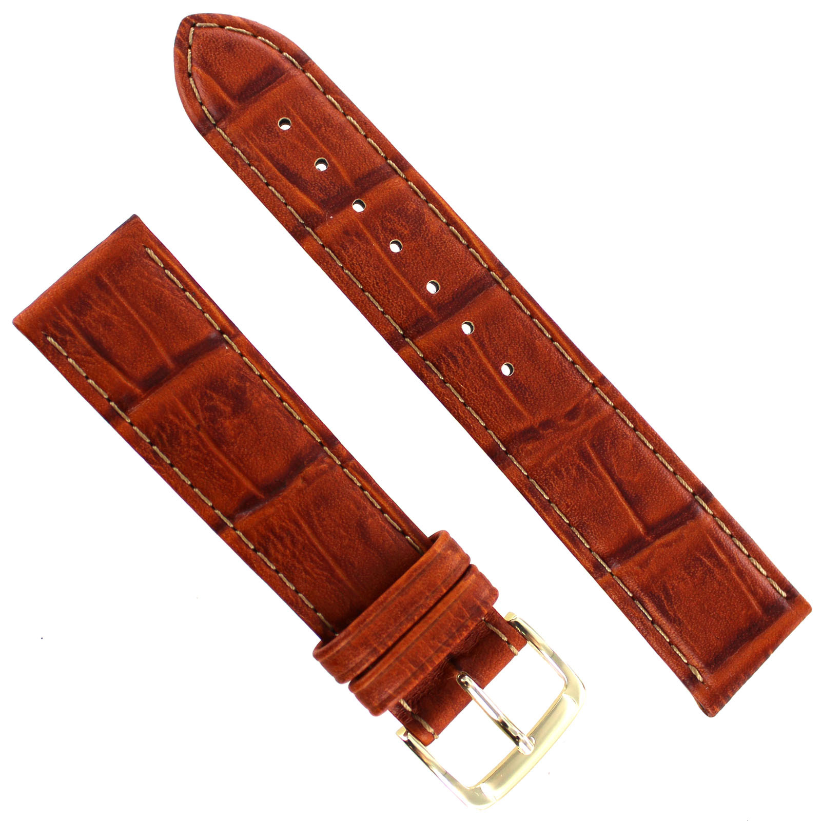 20mm Speidel Honey Tan Genuine Leather Wild Croco Grain Mens Watch Band 520 730