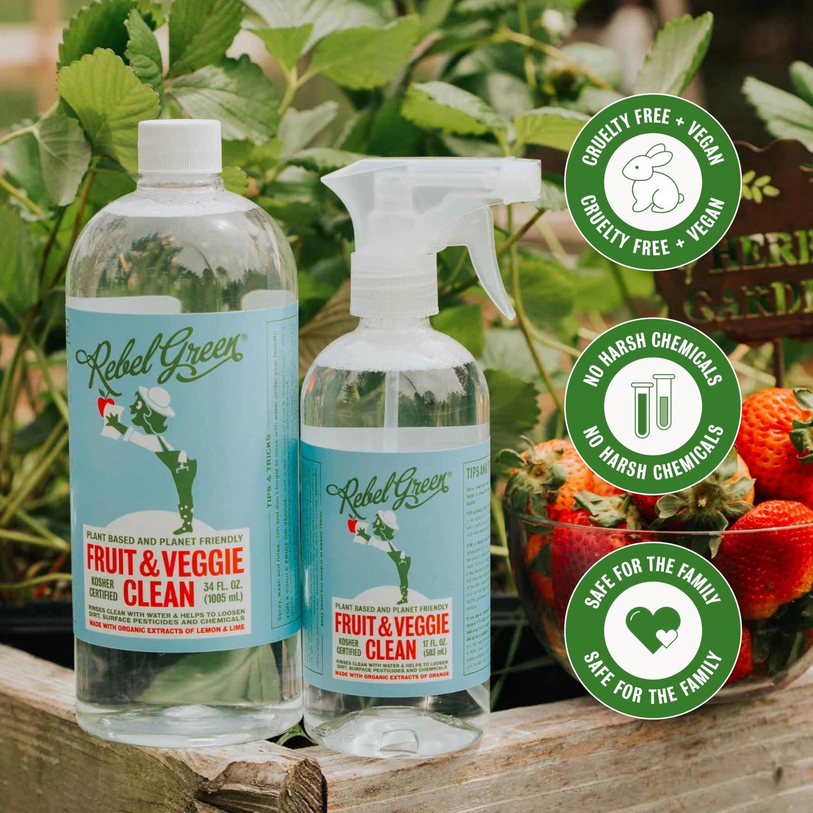 Rebel Green Fruit & Veggie Clean – 128 Fl Oz (Pack of 1), No Color
