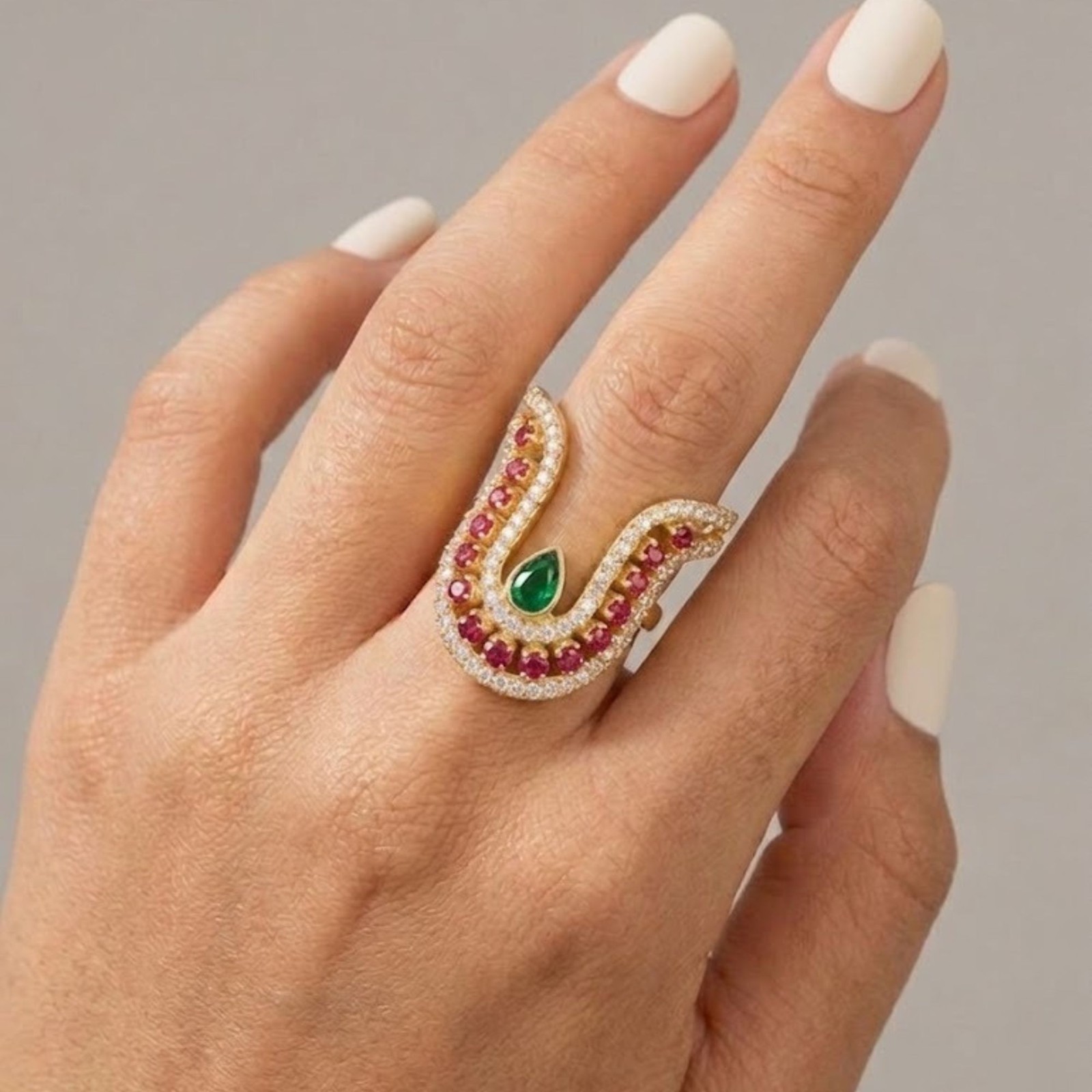 Gold Plated V-Shape Mangalyam Ring: South Indian CZ Wedding Band
