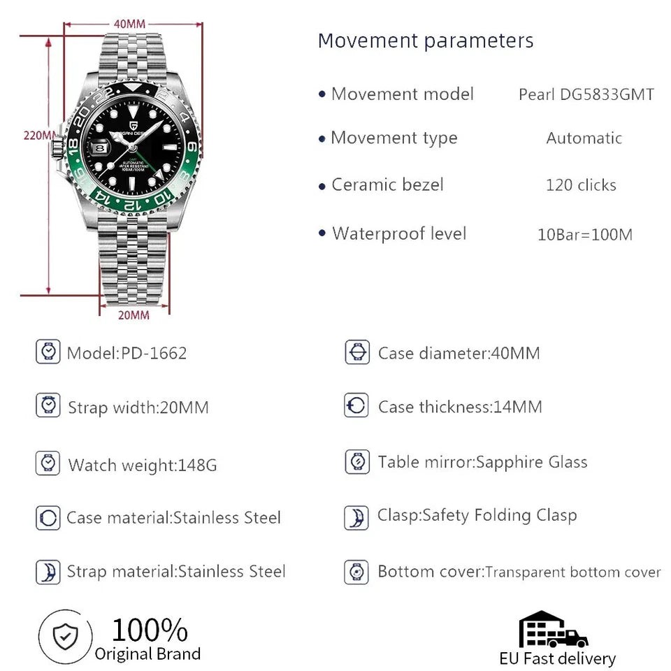 Pagani Design PD-1662 Jubilee Full Black Men Automatic Watch