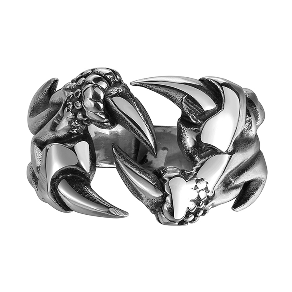Stainless Steel Antique Gothic Biker Tribal Ring Black Men’s Unisex Claws B189