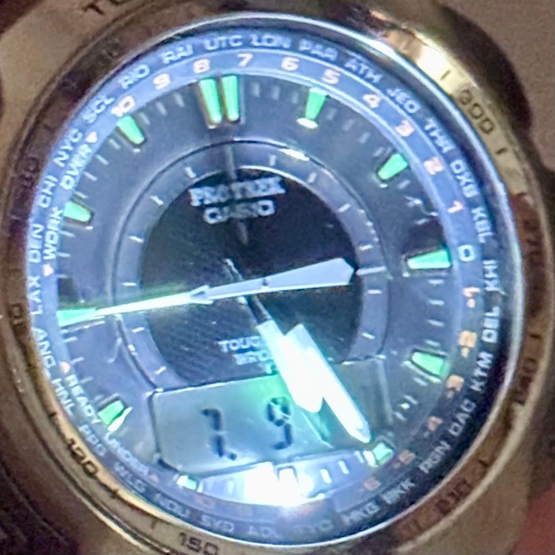 Excellent Condition PROTREK PRW 5100T Radio Solar Metal Band Silver