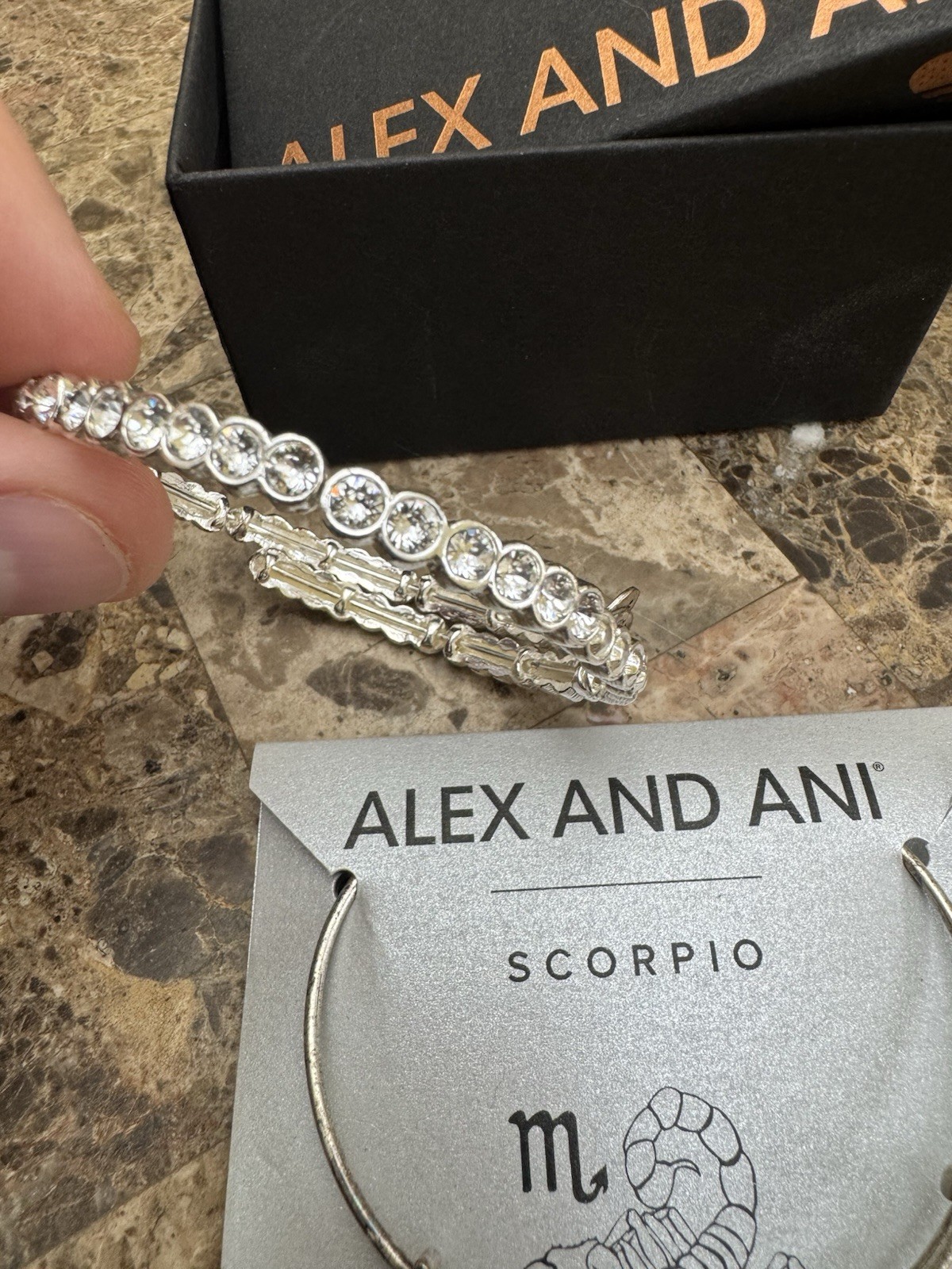 Alex And Ani Scorpio Bangle Bracelet 2 Piece Brand New Silver