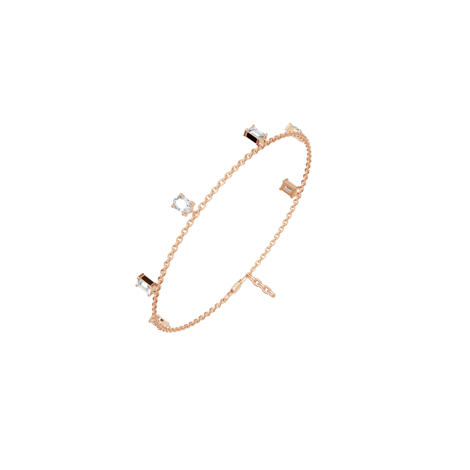 Minimalist Celestial Drops Emerald Oval Lab Grown Diamond Charm Bracelet