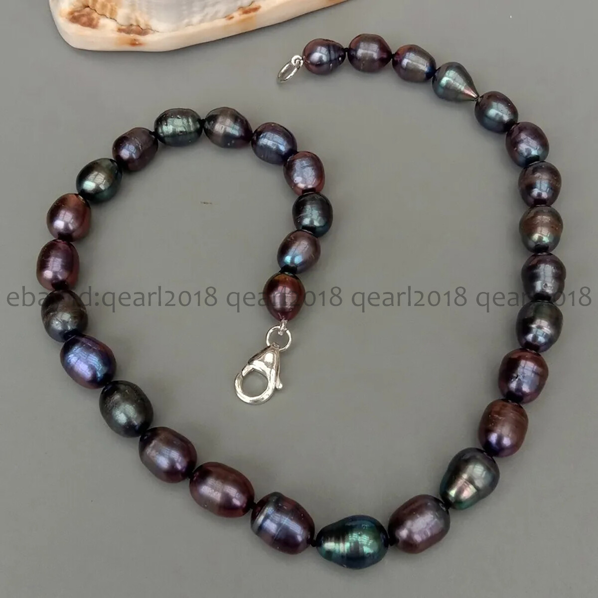 Natural White Black Gray Pink Purple Rice Cultured Pearl Necklace Silver Clasp