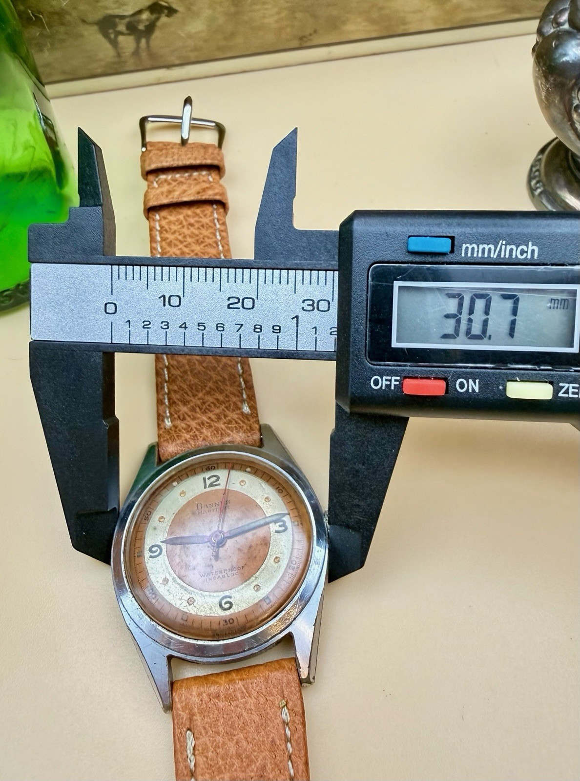 Rare Vintage Men’s BANNER MARITIME, 31mm, Bullseye Copper Dial, Runs Great!
