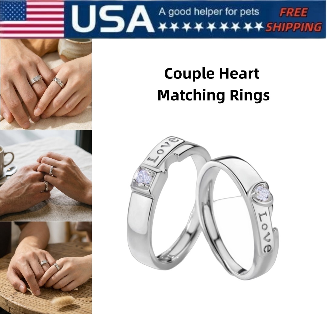Heart LOVE Pattern Couple Rings Matching Promise Jewelry Daily Wear for Him Her