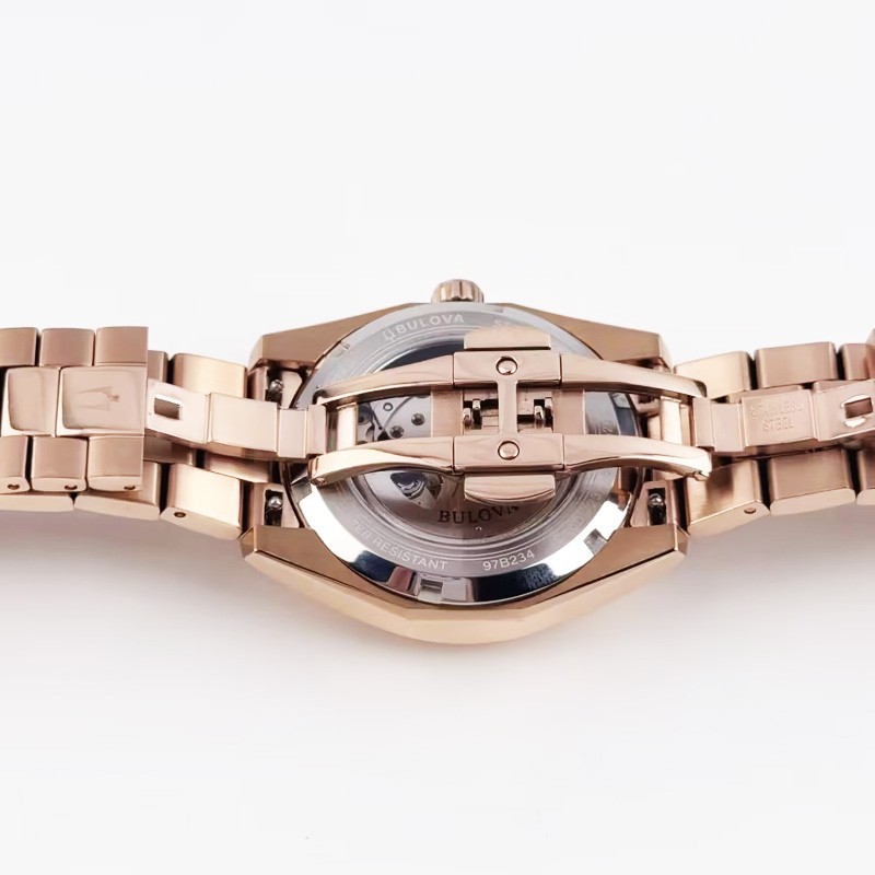 Bulova Surveyor 97B234 Automatic Men’s Watch Purple Dial Rose Gold 39MM