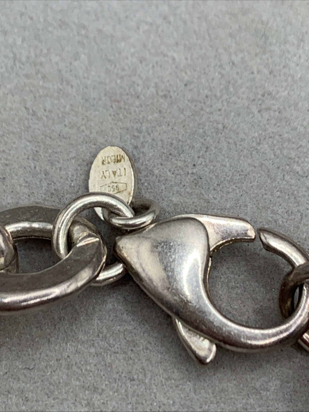 Vintage Milor Italy 950 Silver Chunky Oval Link Chain Bracelet 7.5″