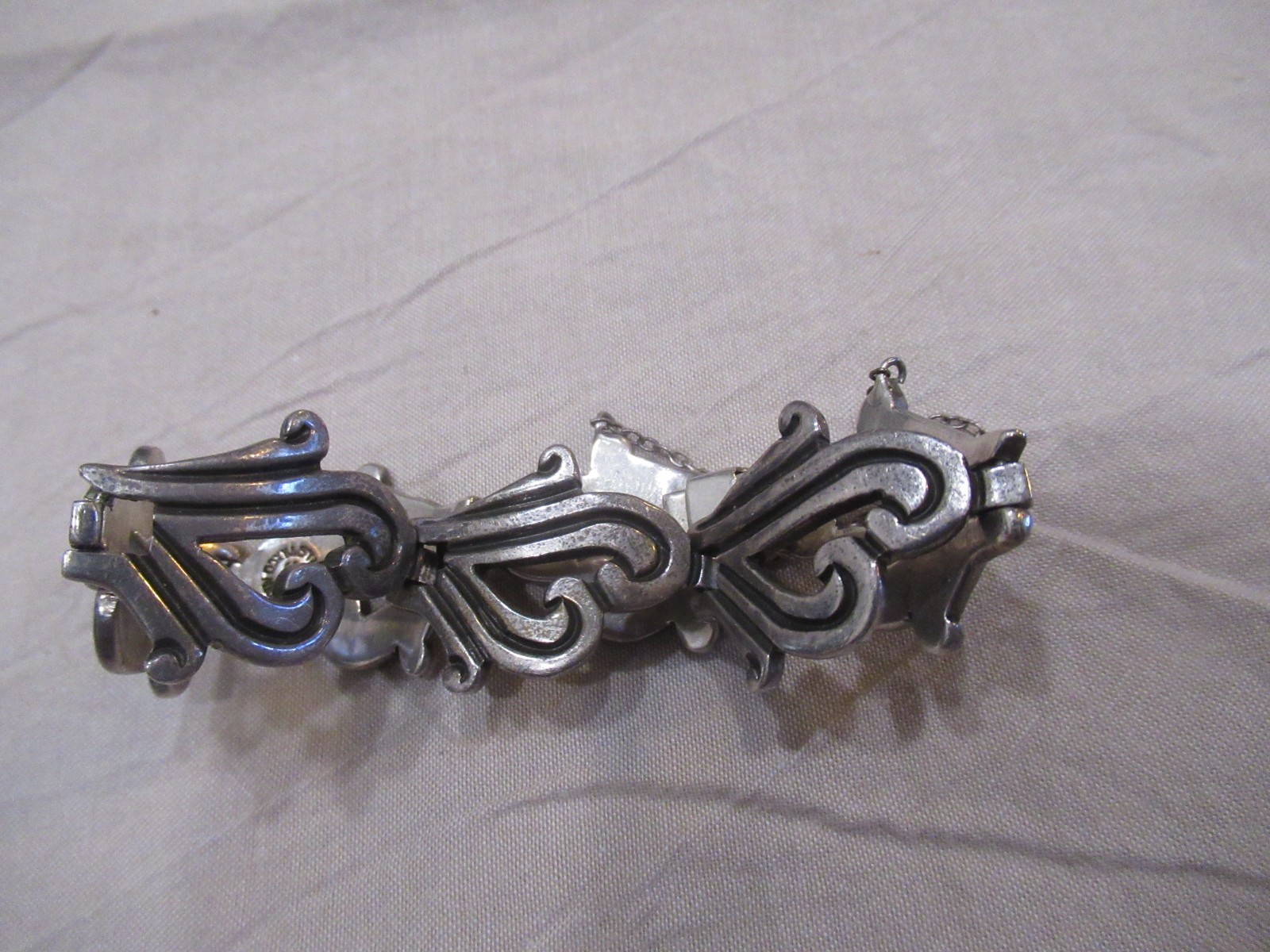 Vintage Mexico Sterling Silver Taxco Heavy Swirl Link Necklace & BRACELET 140g