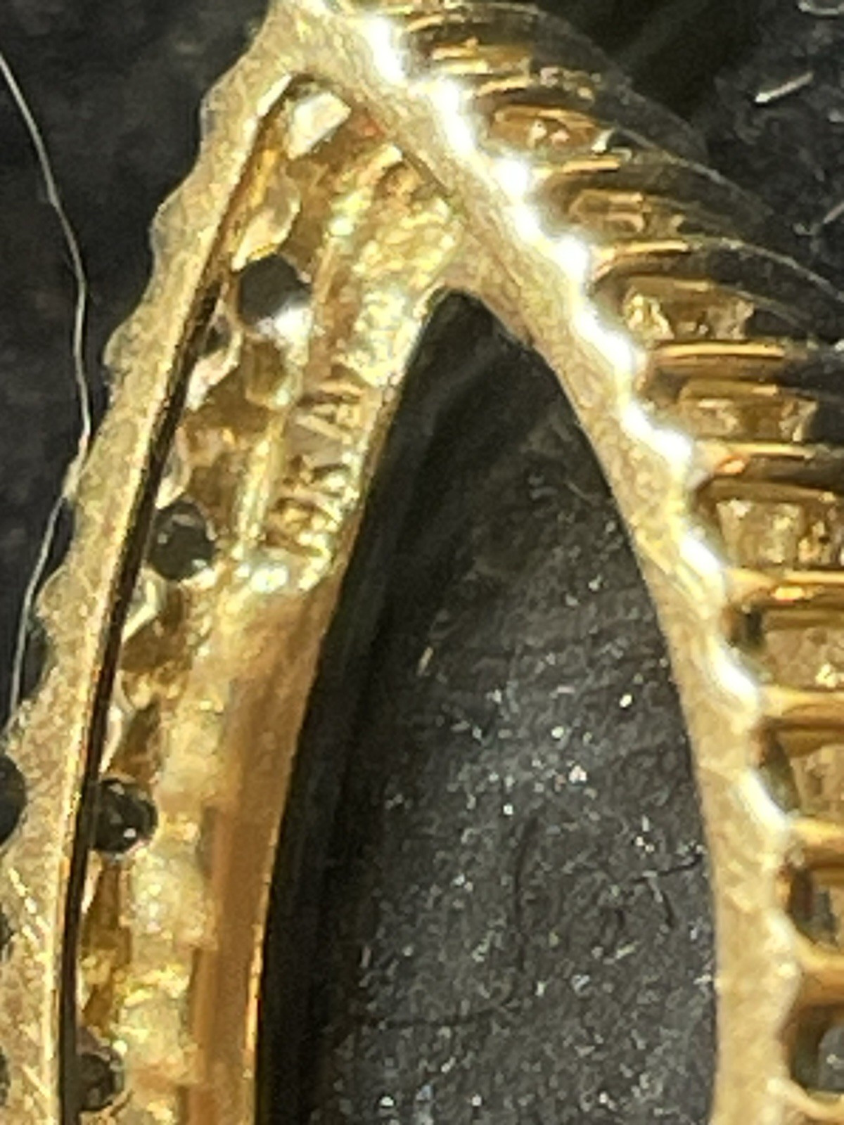 14K GOLD BLACK ONYX & DIAMOND PENANT SIGNED AJ NATURAL DIAMONDS 4.1 GRS 1.2 ‘L