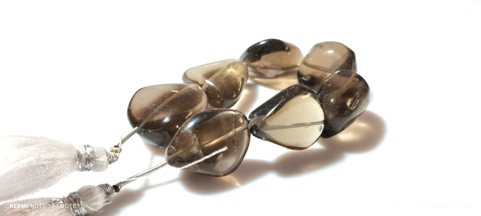 SMOKY QUARTZ NUGGET FREE SIZE SMOOTH TUMBLE JEWERY 7″INCH BRACELET