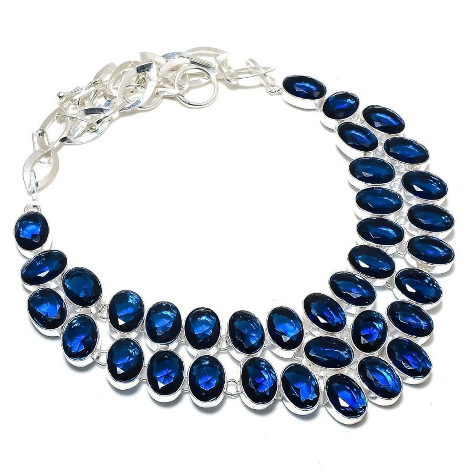Faceted Iolite Oval Shape Gemstone Handmade Engagement Gift Jewelry Necklace 18″