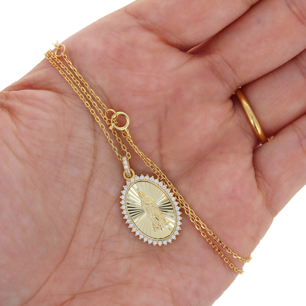 Mother Mary Necklace, Silver or Gold Options, Religious Jewelry, Catholic, 925