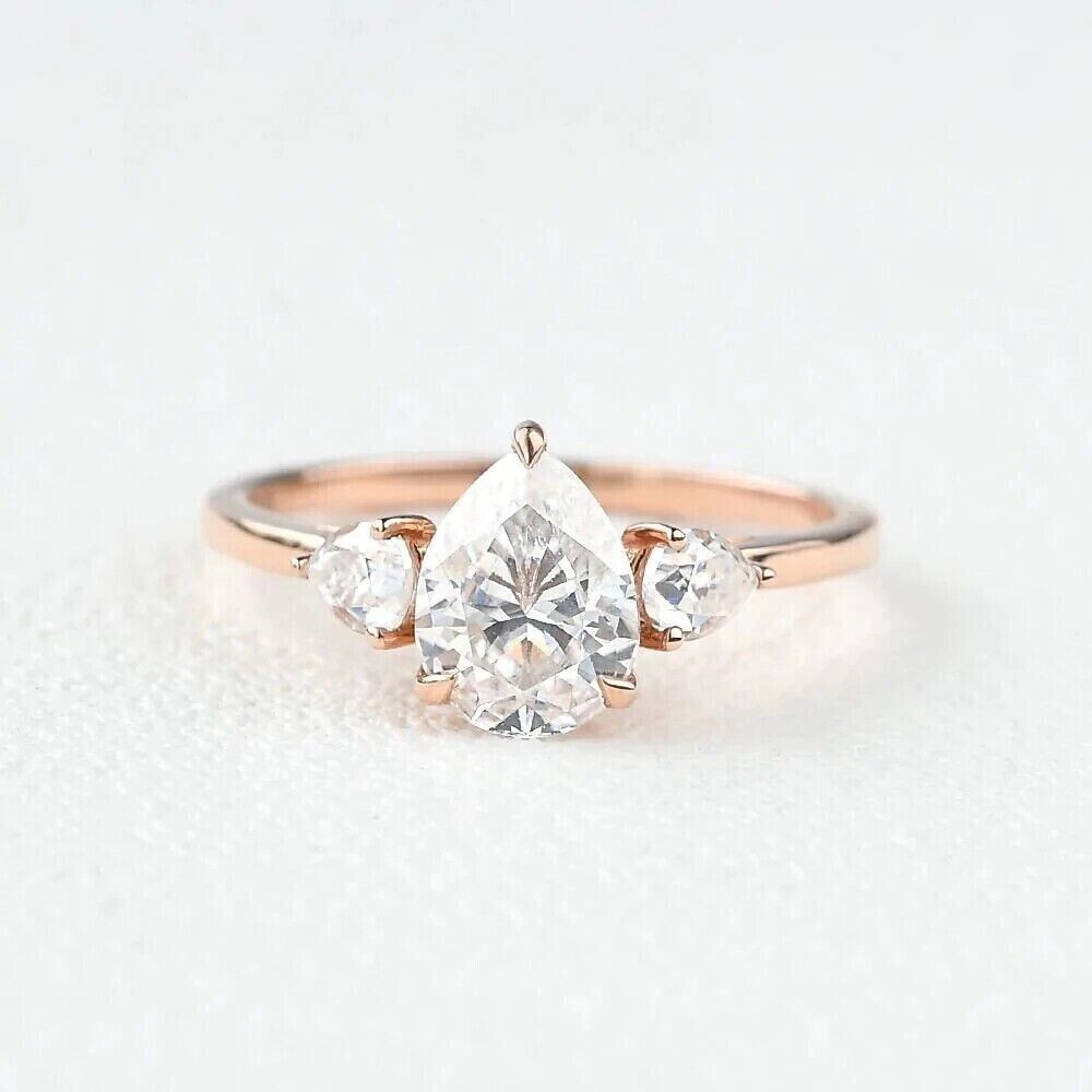2Ct Pear Cut Lab Created Diamond Women’s Engagement Ring 14k Rose Gold Plated