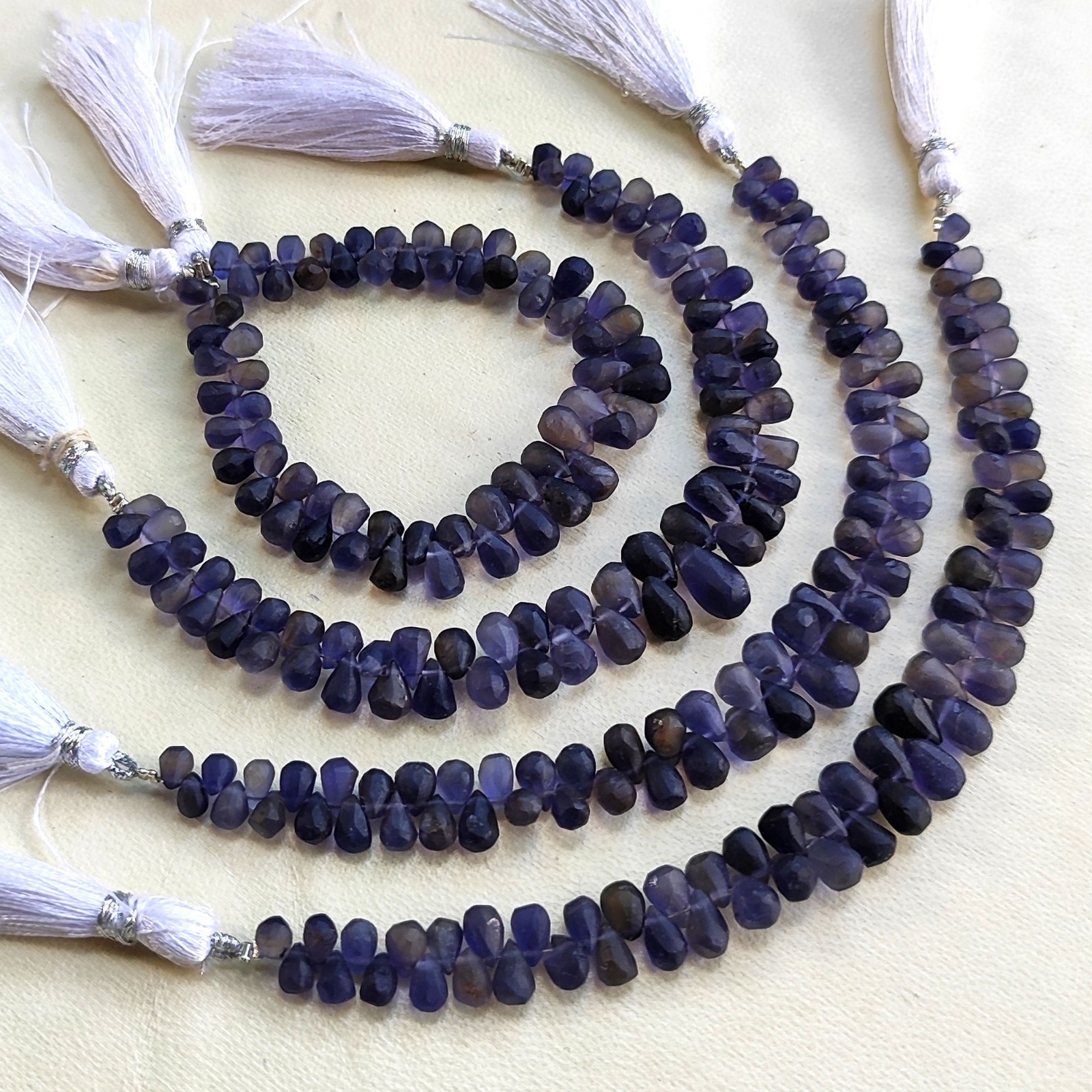 Natural Iolite Gemstone 6×4 to 8×6 mm Size Unpolished Drop Shape Beads 7″ Strand