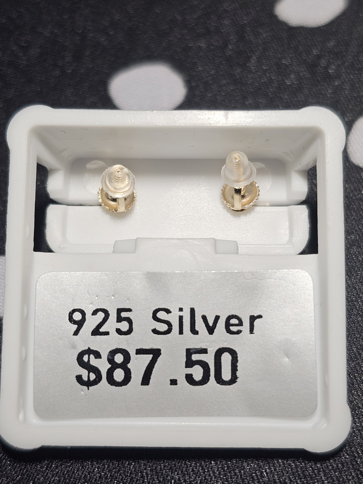 Sterling Silver Gold Moissante Clear Kite Screwback Earrings New Retail $87